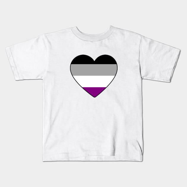 Asexual Pride Heart Kids T-Shirt by LittleGreenHat